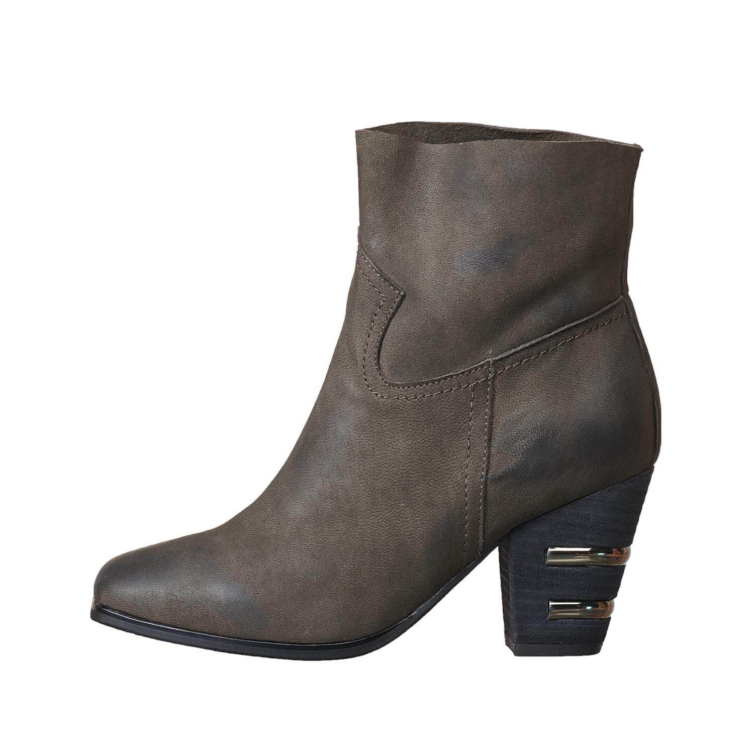 924 Inset Heel & Stitched Bootie Black