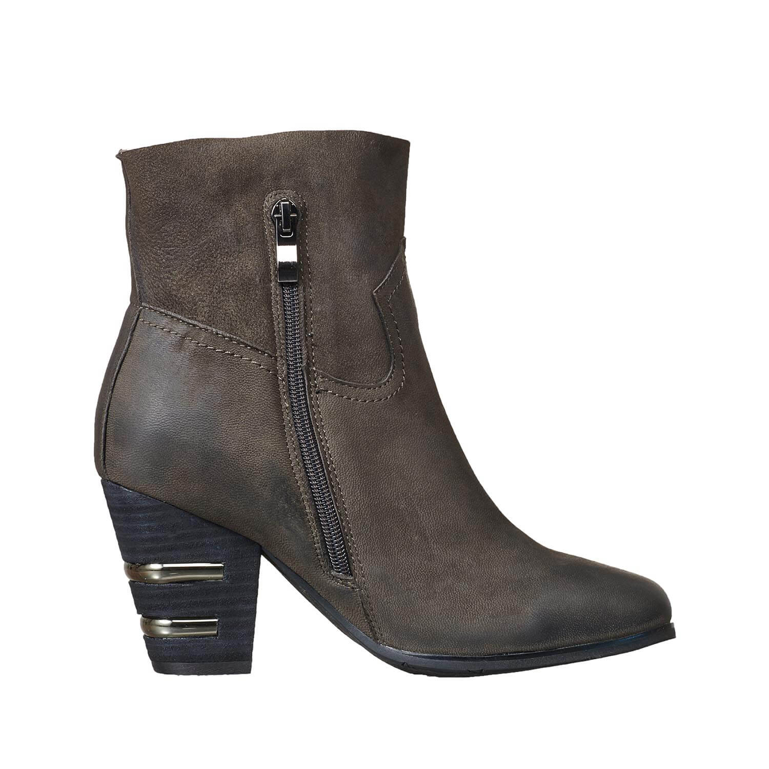 924 Inset Heel & Stitched Bootie Black