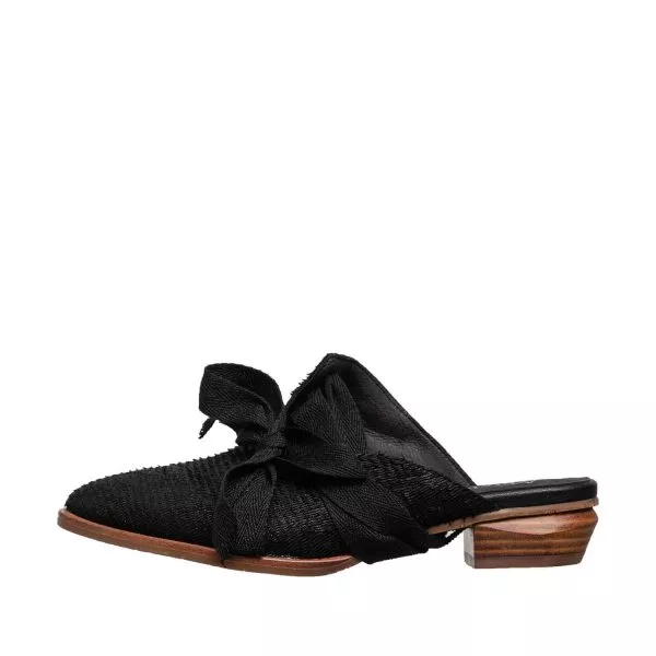 Leather Mule Slides B51 Ladee  - Black