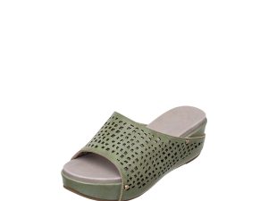 Green Open Toe Flat Wedge Sandals C08 Hansa
