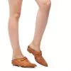 Taupe M01 Deena Leather Pointed Mule Shoes
