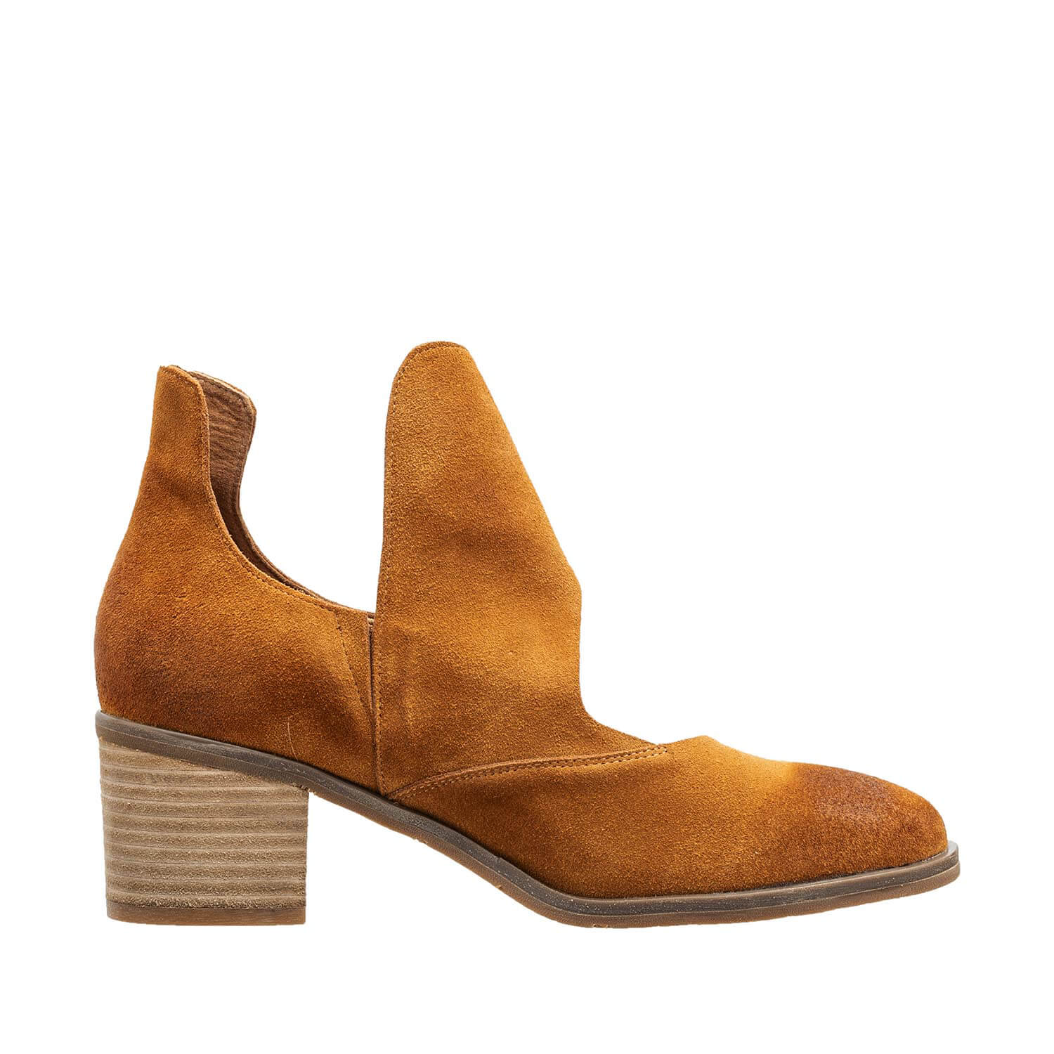 N47 Cage Suede Heel Booties for Women Cognac
