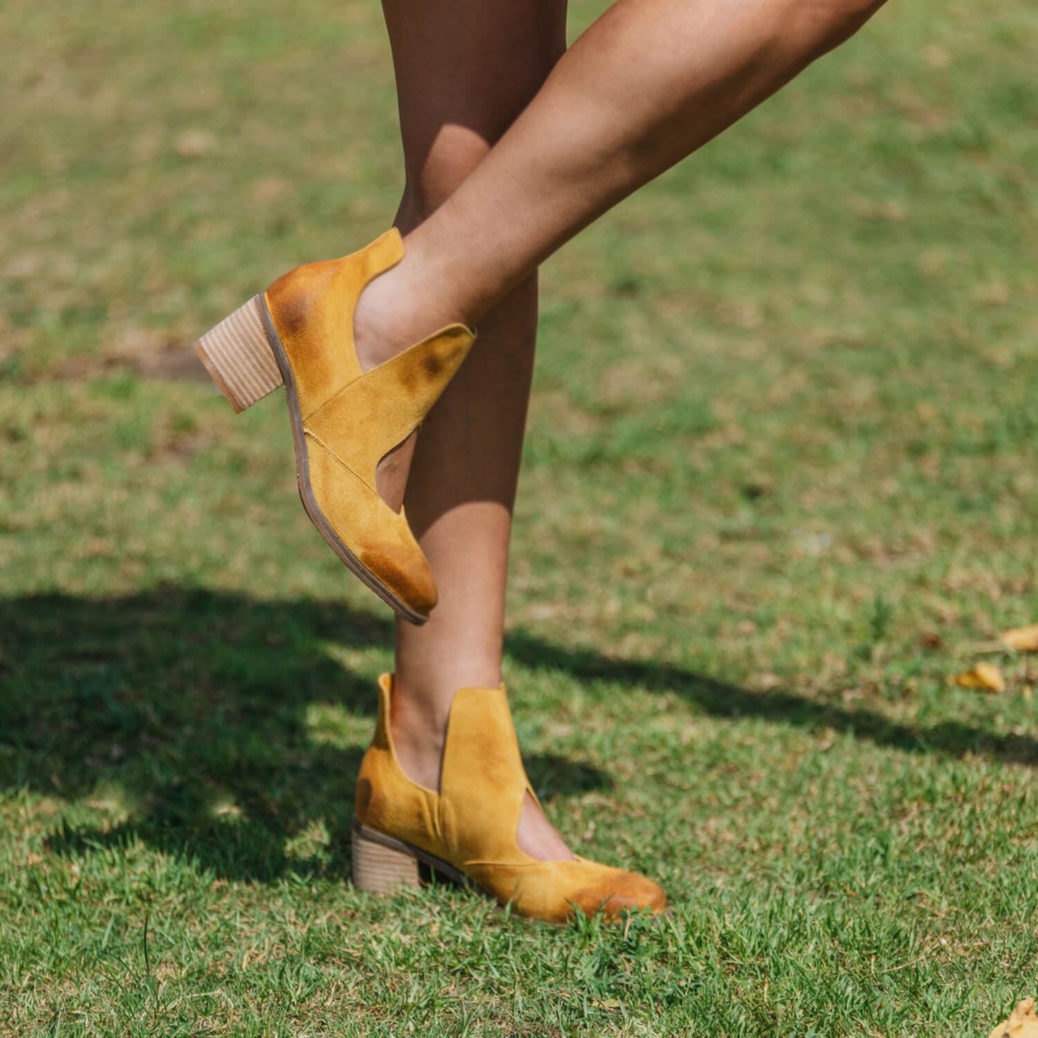 N47 Cage Suede Heel Booties for Women Cognac