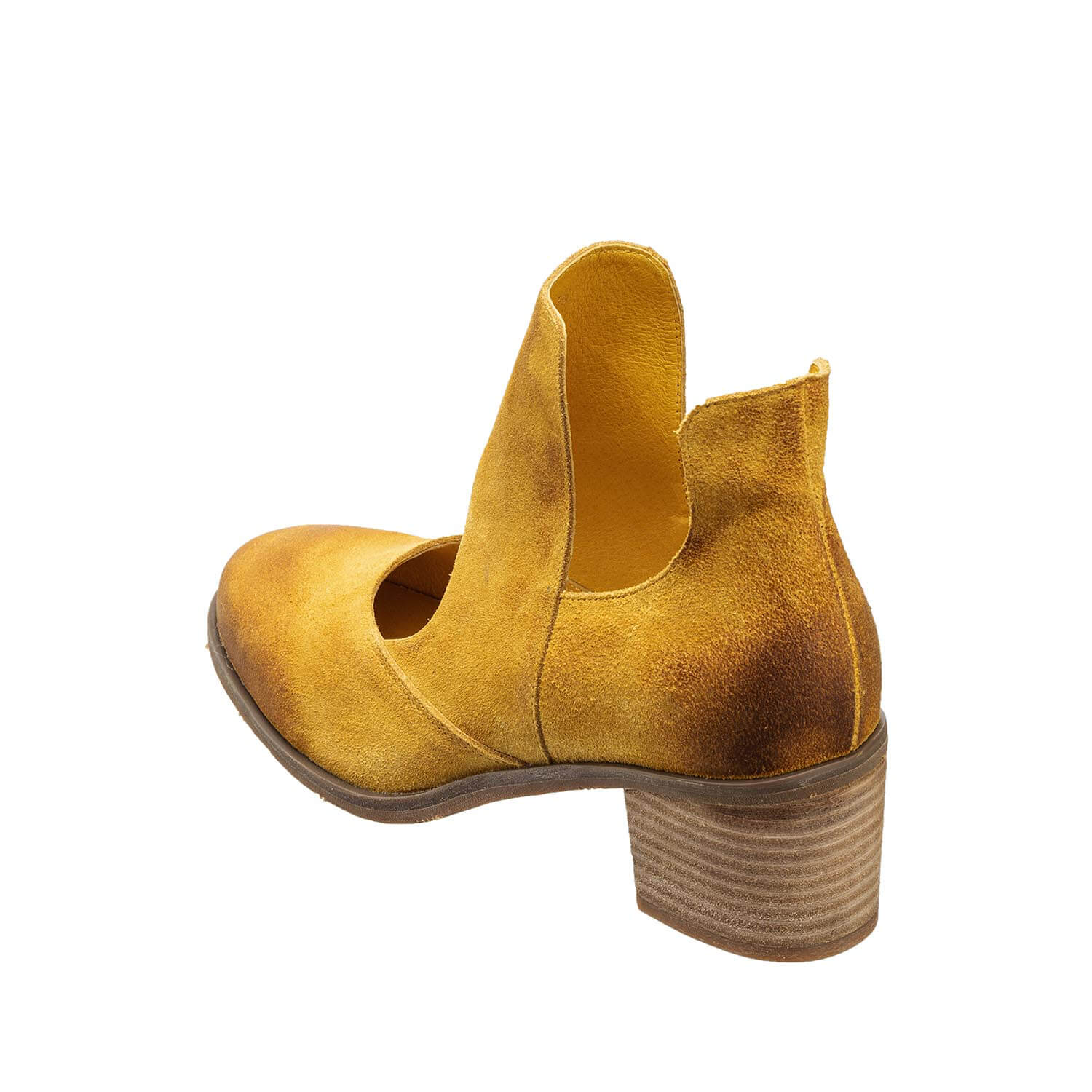 N47 Cage Suede Heel Booties for Women Mustard
