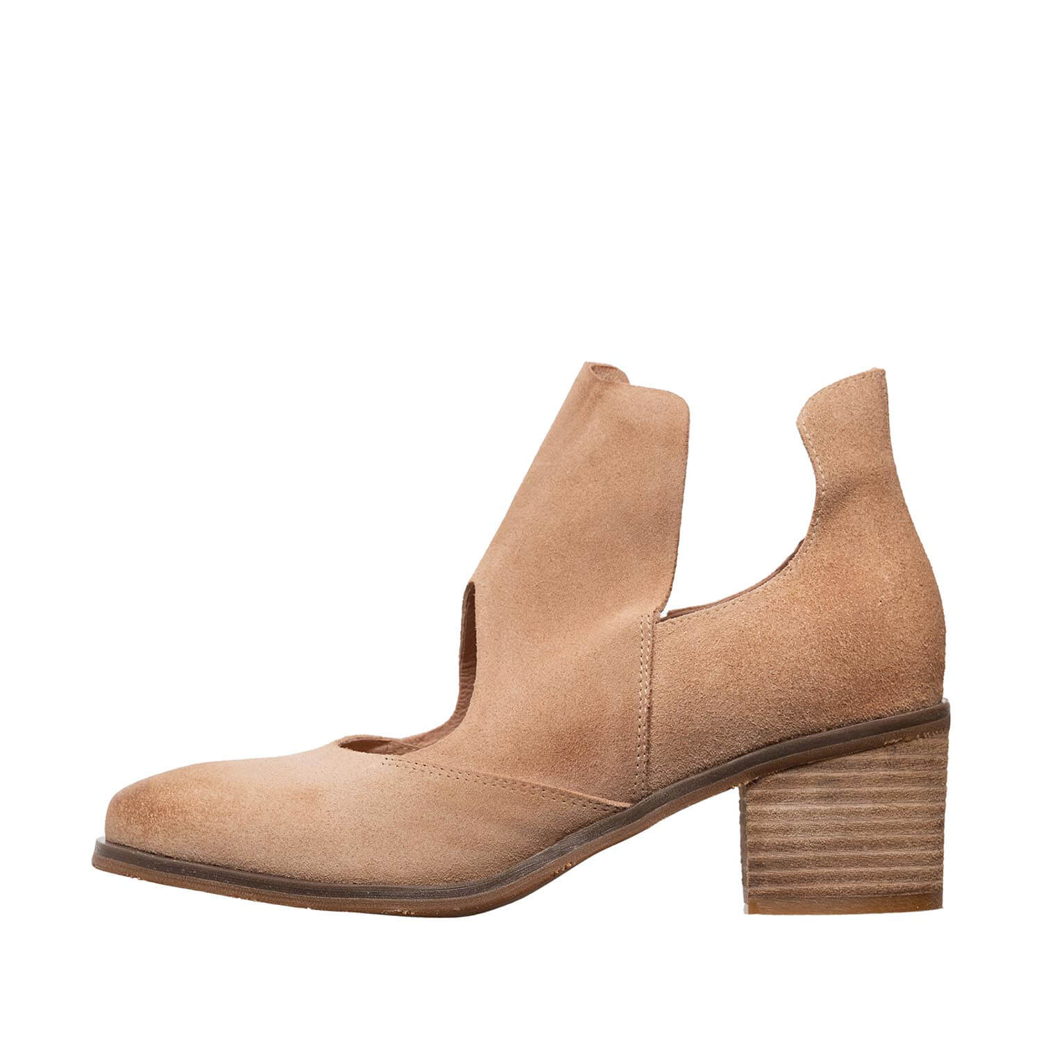 N47 Cage Suede Heel Booties for Women Peach