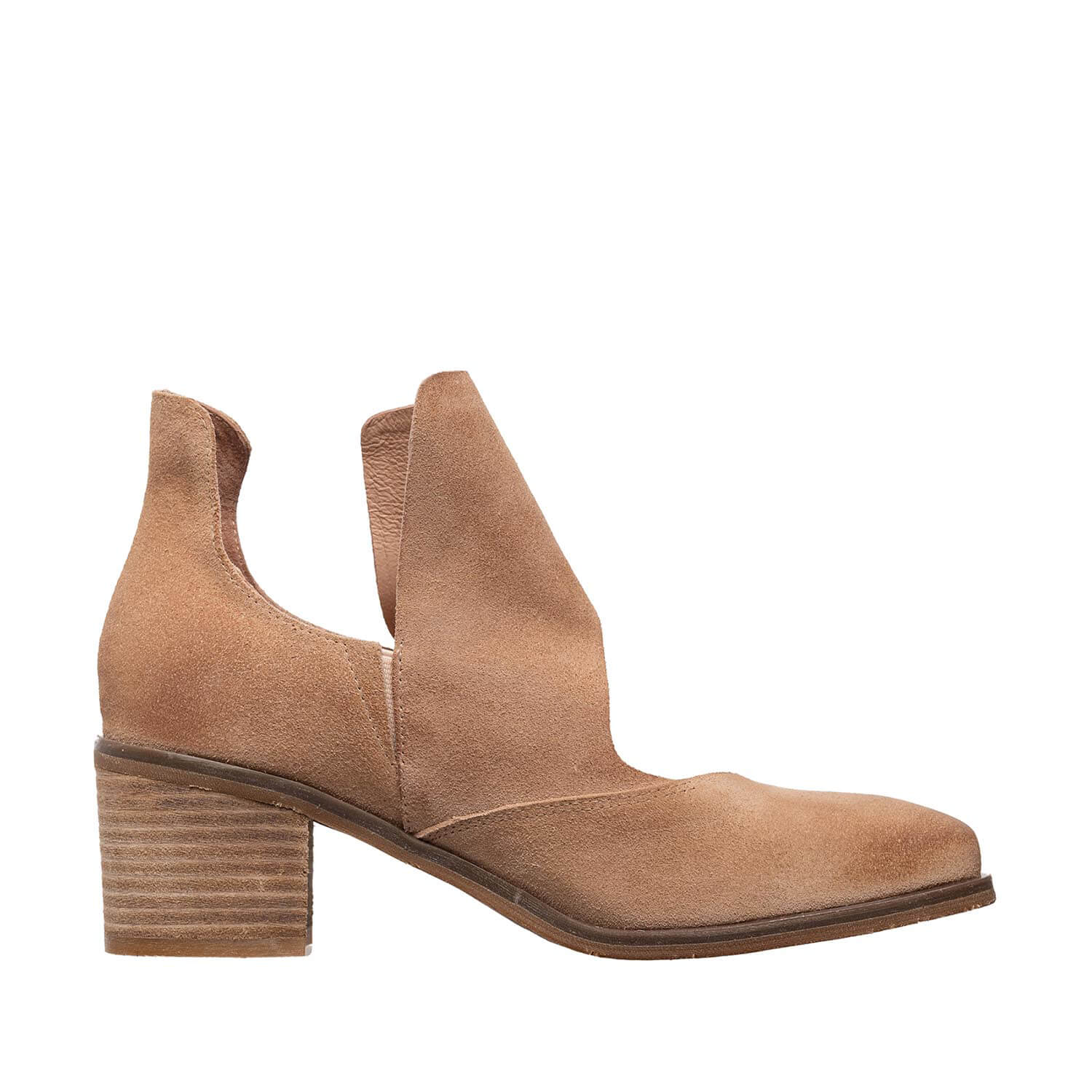 N47 Cage Suede Heel Booties for Women Peach