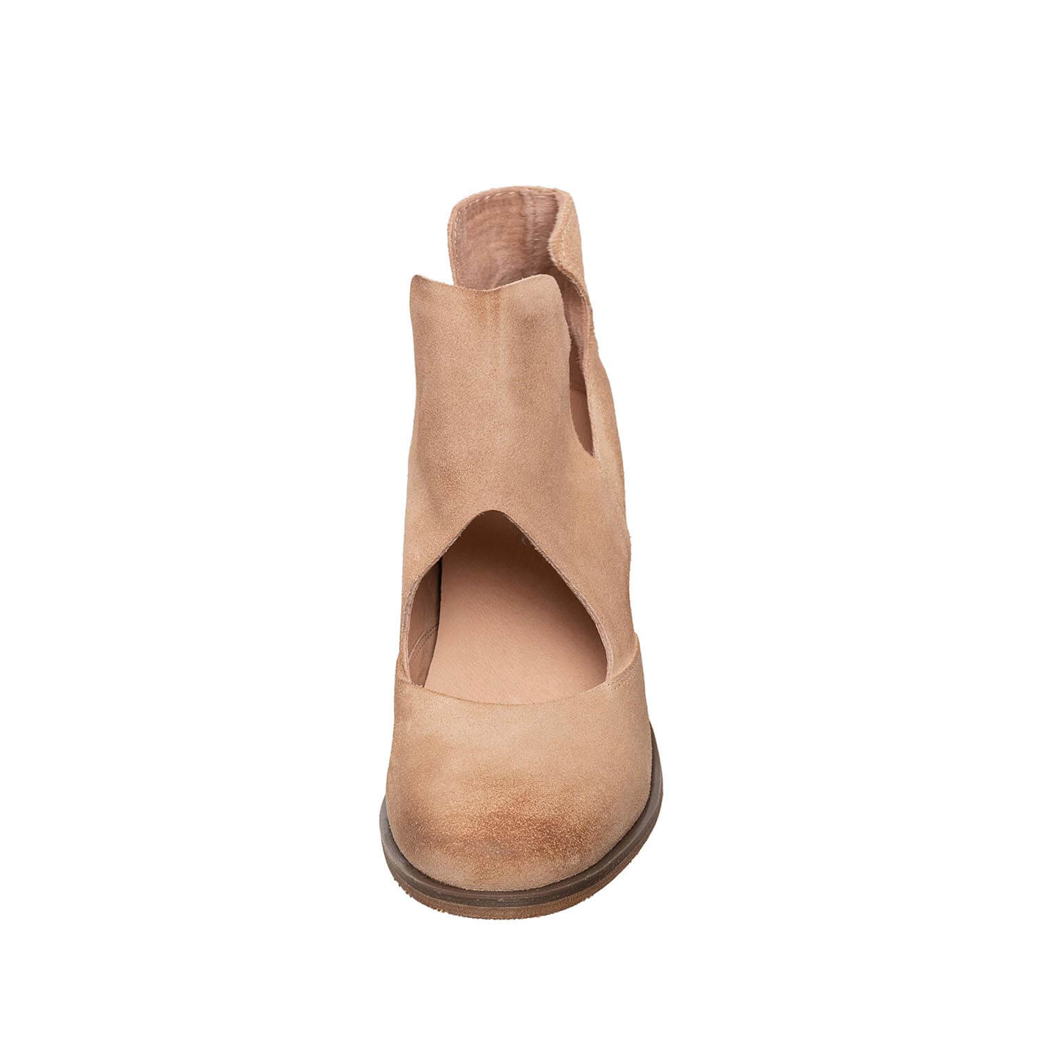 N47 Cage Suede Heel Booties for Women Peach