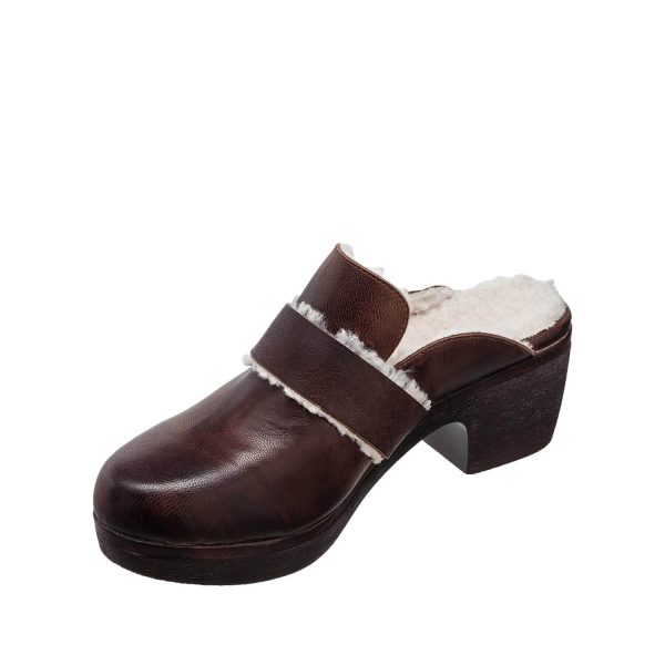 O03 Lacole Comfortable Clog Heels for Women - Coffee