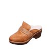 Tan Women's Soft Leather Heel Clogs O10 Lola