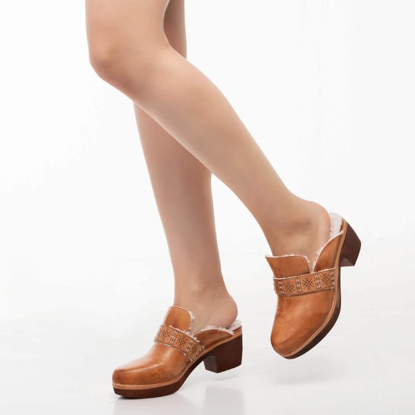 Tan O10 Lola Comfortable Colg Heels for Women
