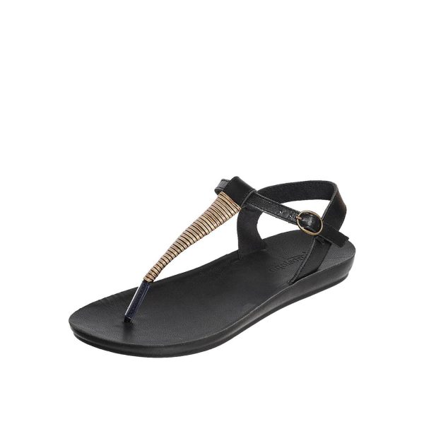 Taupe S02 Yana Women's Flat Slingback Sandals - Black