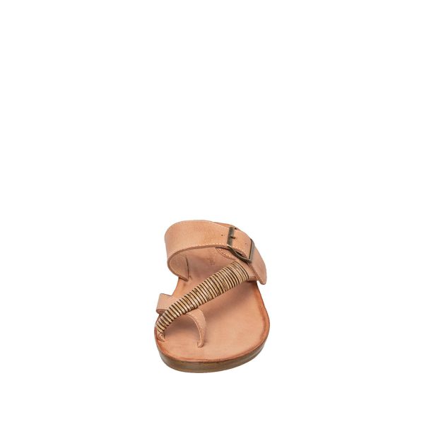 Taupe S09 Yukino Leather Summer Flat Sandals