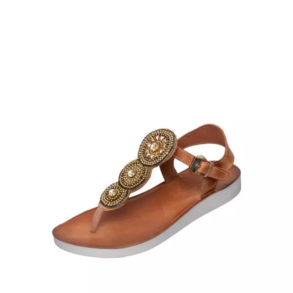 Taupe T Strap Slingback Flat Sandals S30 Becka