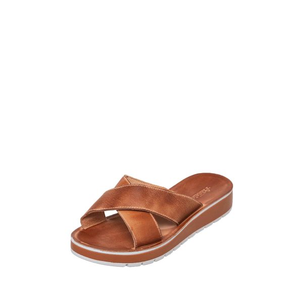 Taupe Soft Leather Women's Flat Sandals for Summer S48 Finola