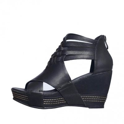 black high wedge sandals for women