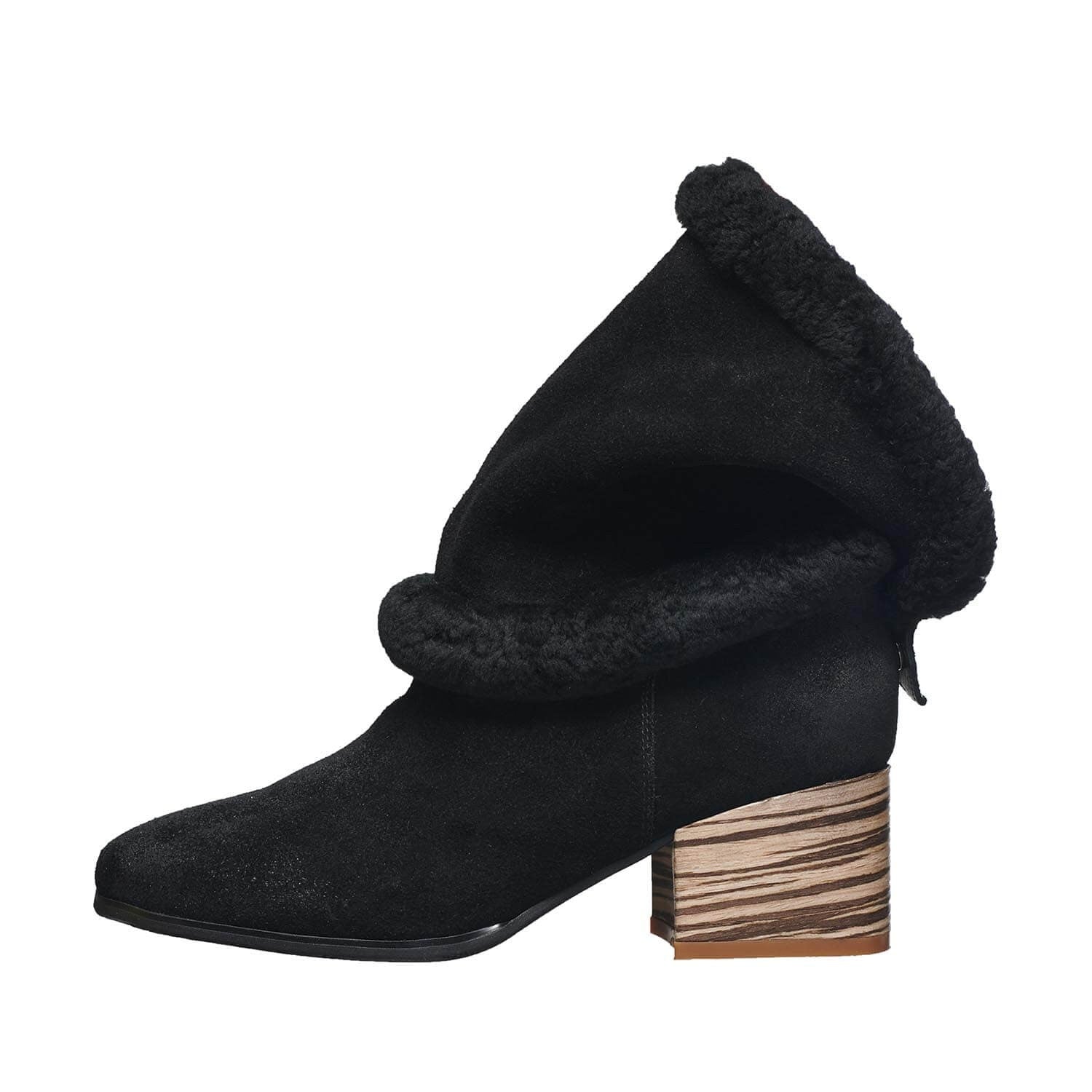 black suede wedge heel boots