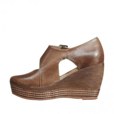 women's brown high wedge shoes