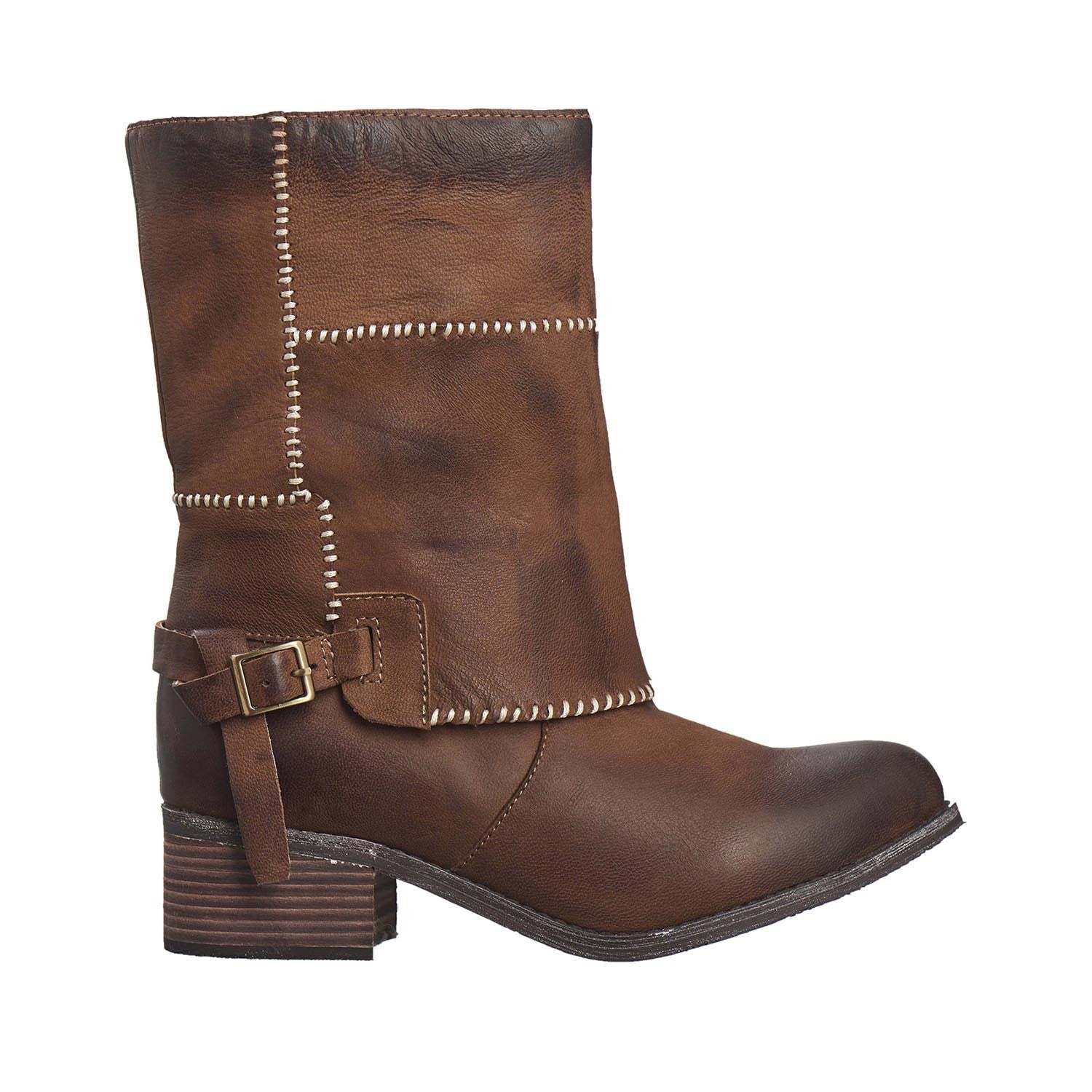 brown leather mid calf boots