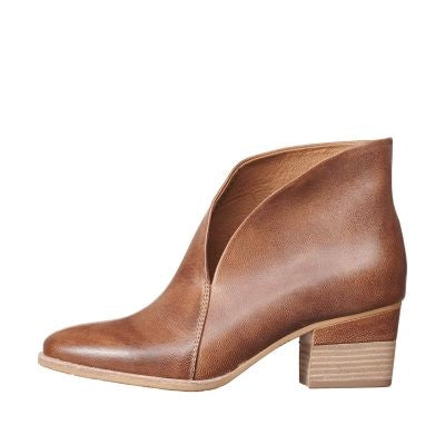 Brown open heel shoes