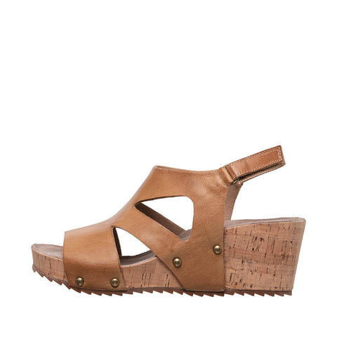 Leather short wedge sandals