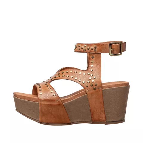 Studded heeled wedge sandals