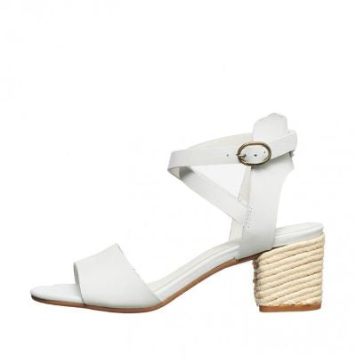 white ankle strap heels