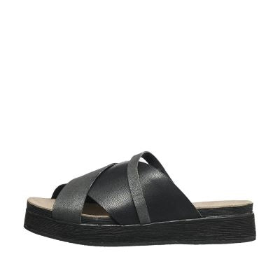 womens black slip on sandals