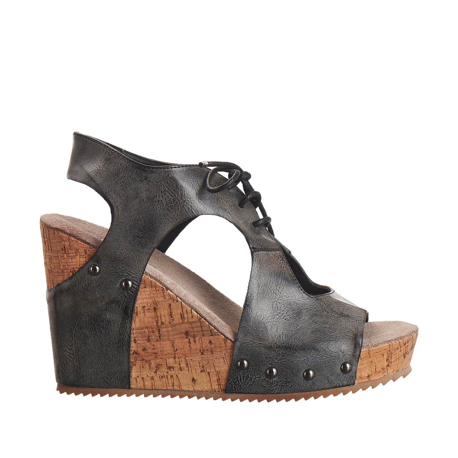 women's lace up wedges