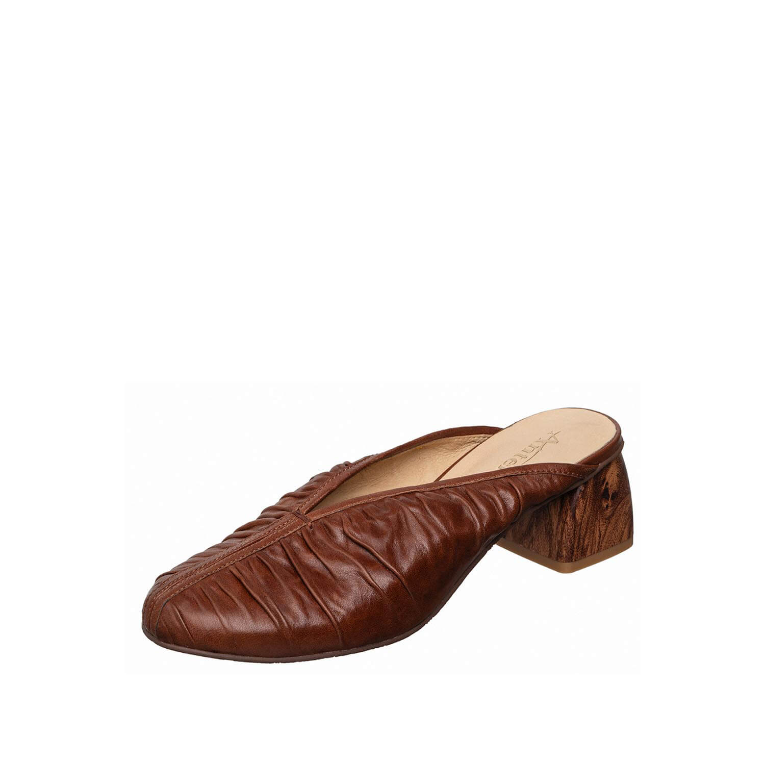ruched leather mule block heel by ayalla
