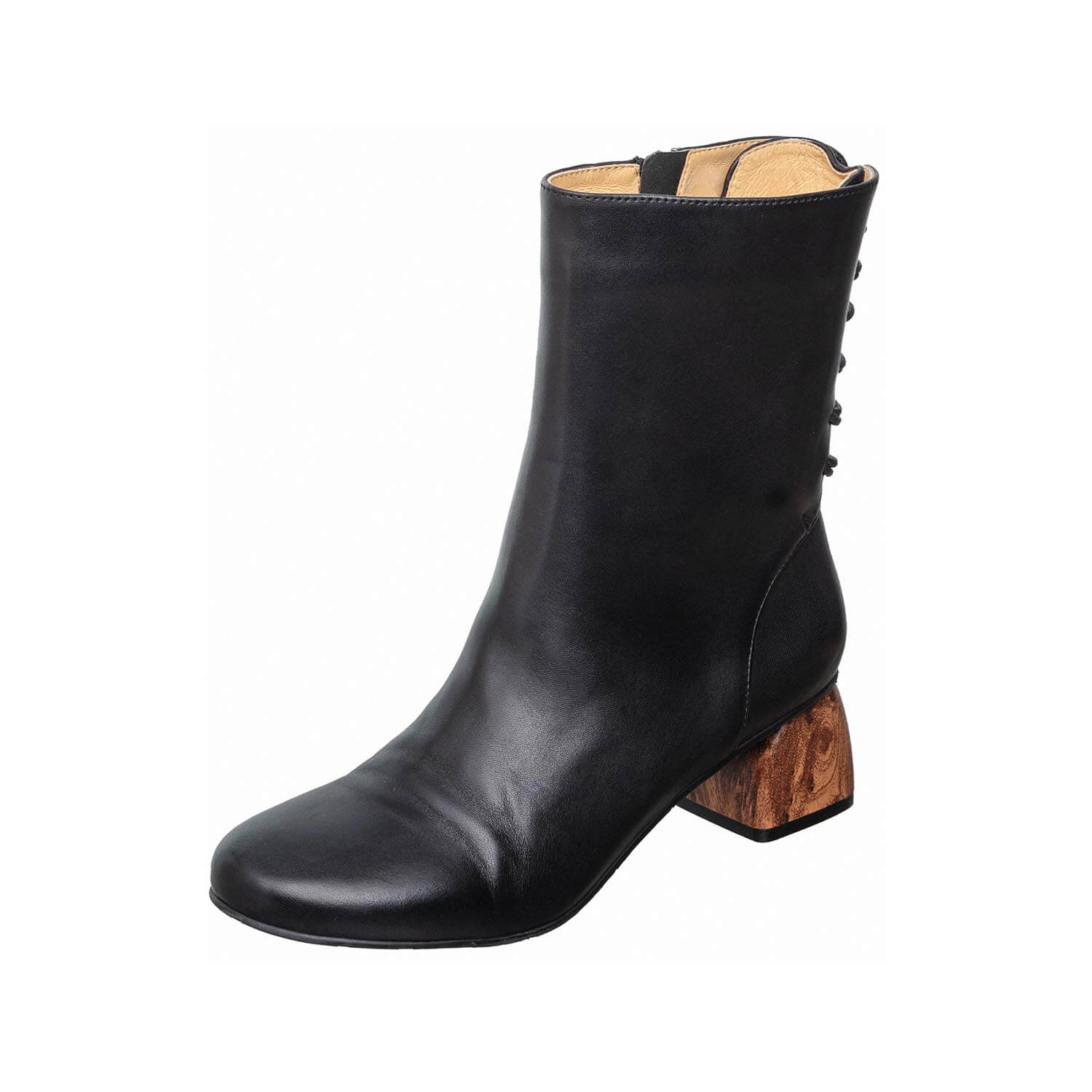 leather block heel mid calf boots by ayalla