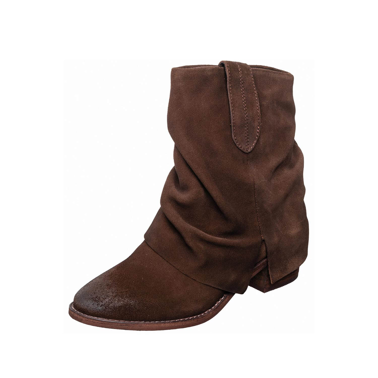 slouchy suede ankle boots low heel by ayalla