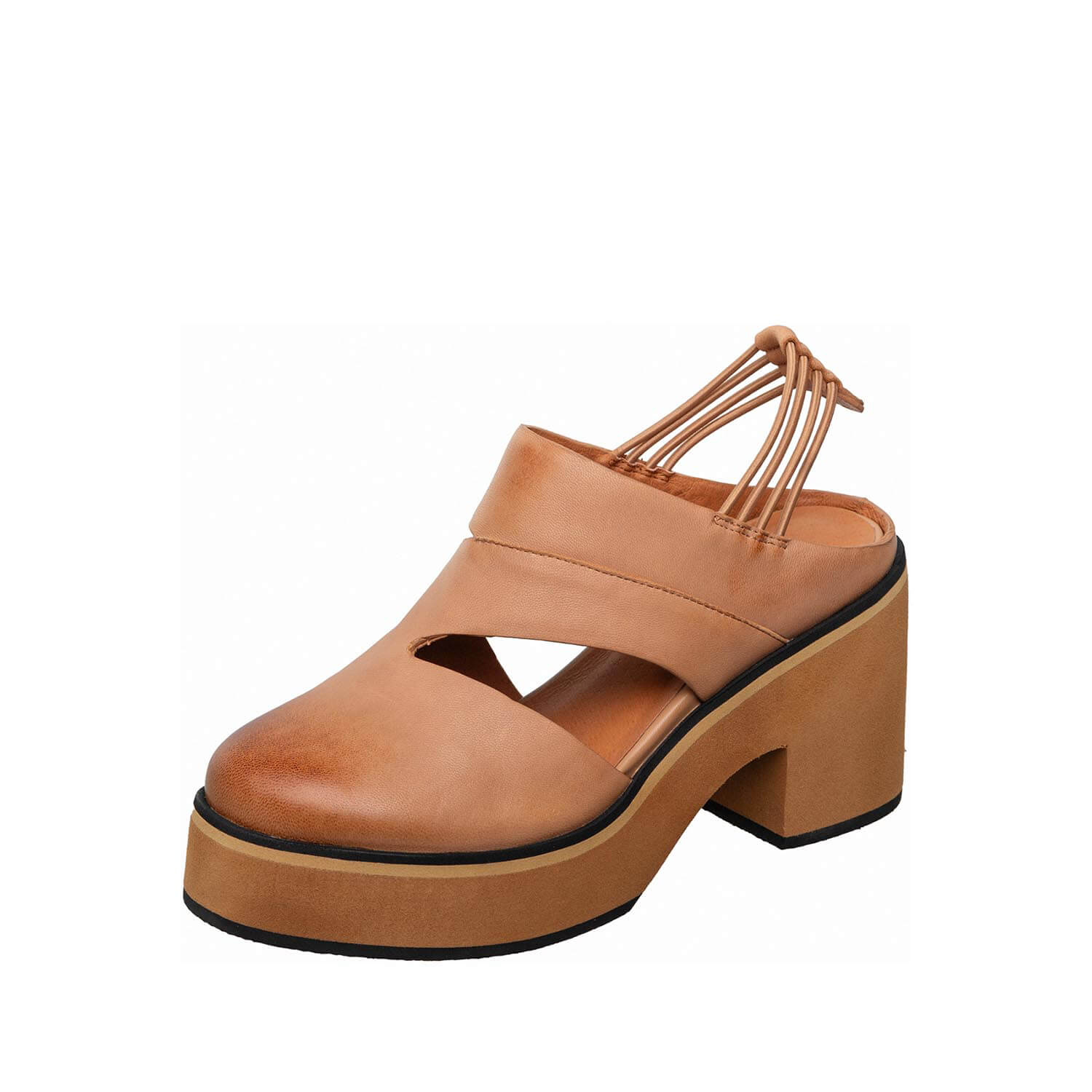 platform slingback mules ankle tie block heel by ayalla